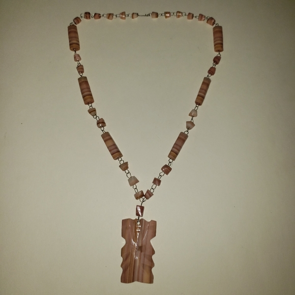 Vintage Carved Stone Tribal Necklace - Picture 4 of 11